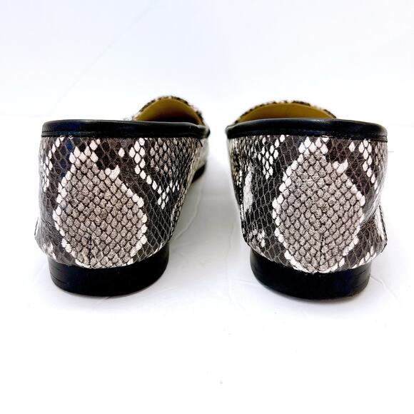 ❌SOLD❌ SAM EDELMAN Lorenzo SNAKE Print Loafers Women’s Size 8.5 Black Gray - Picture 6 of 8